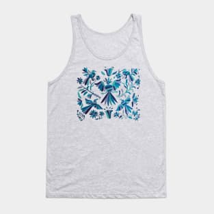 Blue otomi tenango mexican fabric birds and flower embroidery interior design Tank Top